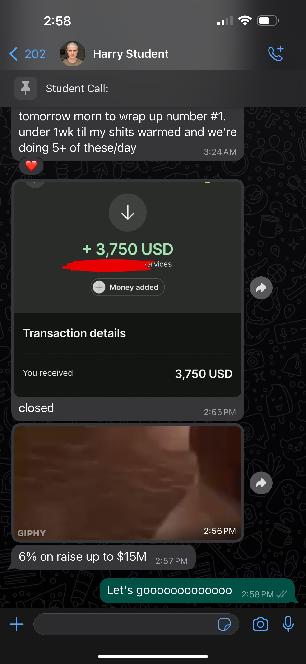 $3,750 in. 6% on $15M raise.